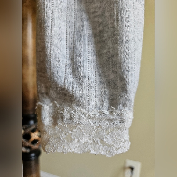 NWOT Free People Intimately long sleeve top with lace details in gray - Picture 13 of 15